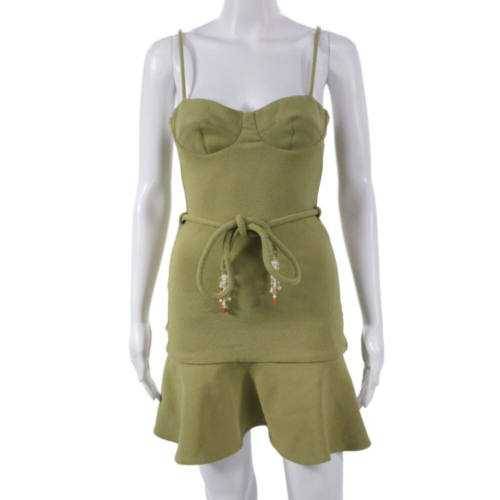 PatBO Womens Fit & Flare Dress Green Sweetheart Sleeveless Mini Boho Size XS